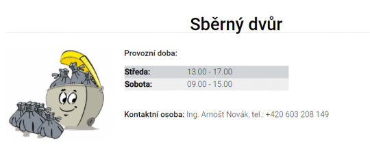 Změna otevírací doby sběrný dvůr