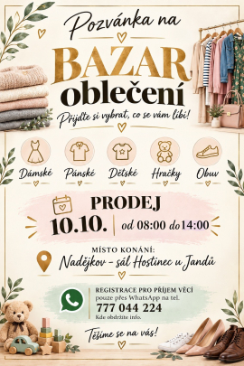 Bazar oblečení, hraček a obuvi