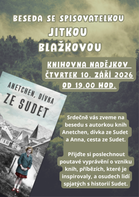 Beseda se spisovatelkou Jitkou Blažkovou