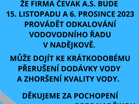 Odkalování vodovodního řadu Nadějkov